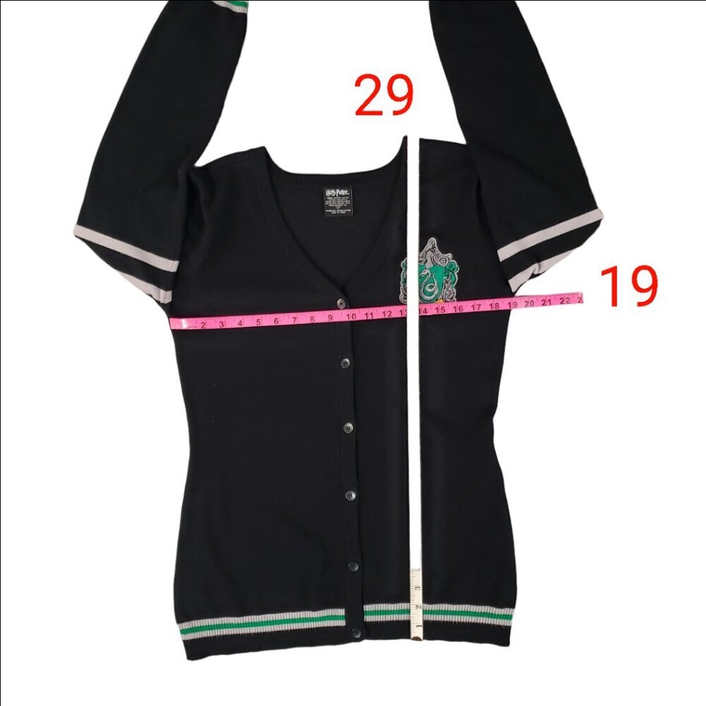 Harry Potter Women's Black Cardigan Size XL Green Slytherin Crest - Picture 7 of 7